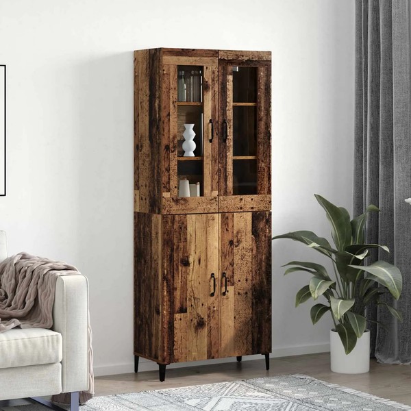 Highboard 2Er Set Altholz Holzwerkstoff Je 2 TüRen Vintage-image
