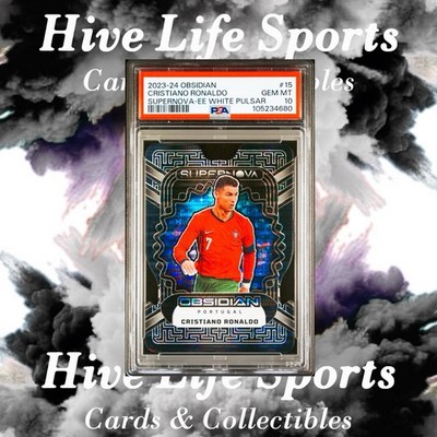 Cristiano Ronaldo 2023-24 Obsidian Supernova White Pulsar Jsy # /11 PSA 10 Pop 1