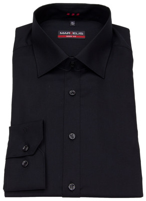 Marvelis Hemd Body Fit schwarz extra langer Arm 69cm 6799 69 68