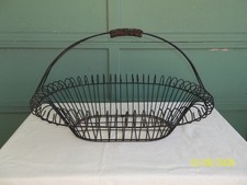 RARE HUGE Vintage French Country Primitive Wire Basket Rustic Farmhouse 31"