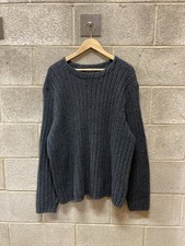 VTG Polo Ralph Lauren Sweater Men 2XL Blue Ribbed Cable Knit Fisherman Relaxed