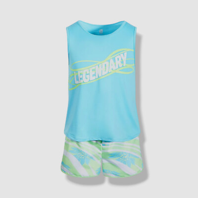 ID Ideology Toddler Girl's Blue Legendary Tank & Shorts Set Size 3T