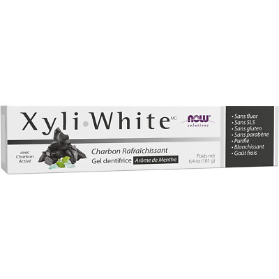 NOW XyliWhite Charcoal Refresh Toothpaste Gel, 6.4 Ounces