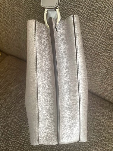 AUTH MCM MILLA Metallic Silver leather Hobo Shoulder HandBag - Picture 7 of 13