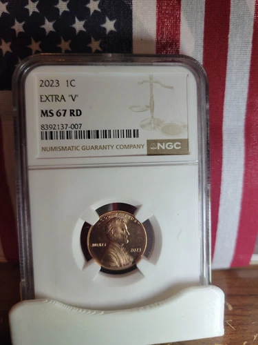 2023 Extra "V" Lincoln Error Cent  ""NGC  MS 67 RD""  Red Book Says 3000 Minted
