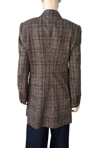 DOLCE & GABBANA sz 46 Double Breasted Checked Long Wool Jacket Coat Mini Dress - Picture 2 of 5