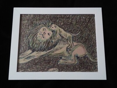 2 Pen Drawings Lions Original Artworks Signed Danny Ayala Art