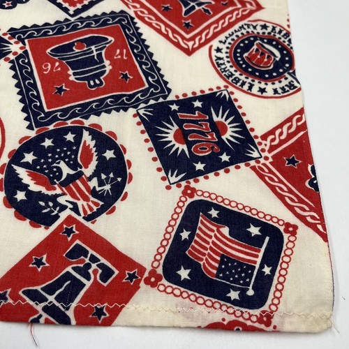 Vtg Patriotic Red White Blue Stars Stripes Scarf 1776 Liberty Bell Handmade 19" - Picture 3 of 8