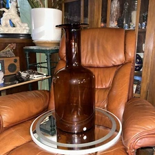 Holmegaard Kastrup Otto Brauer Danish Art Glass Big Gulvase Amber Brown MCM Vase
