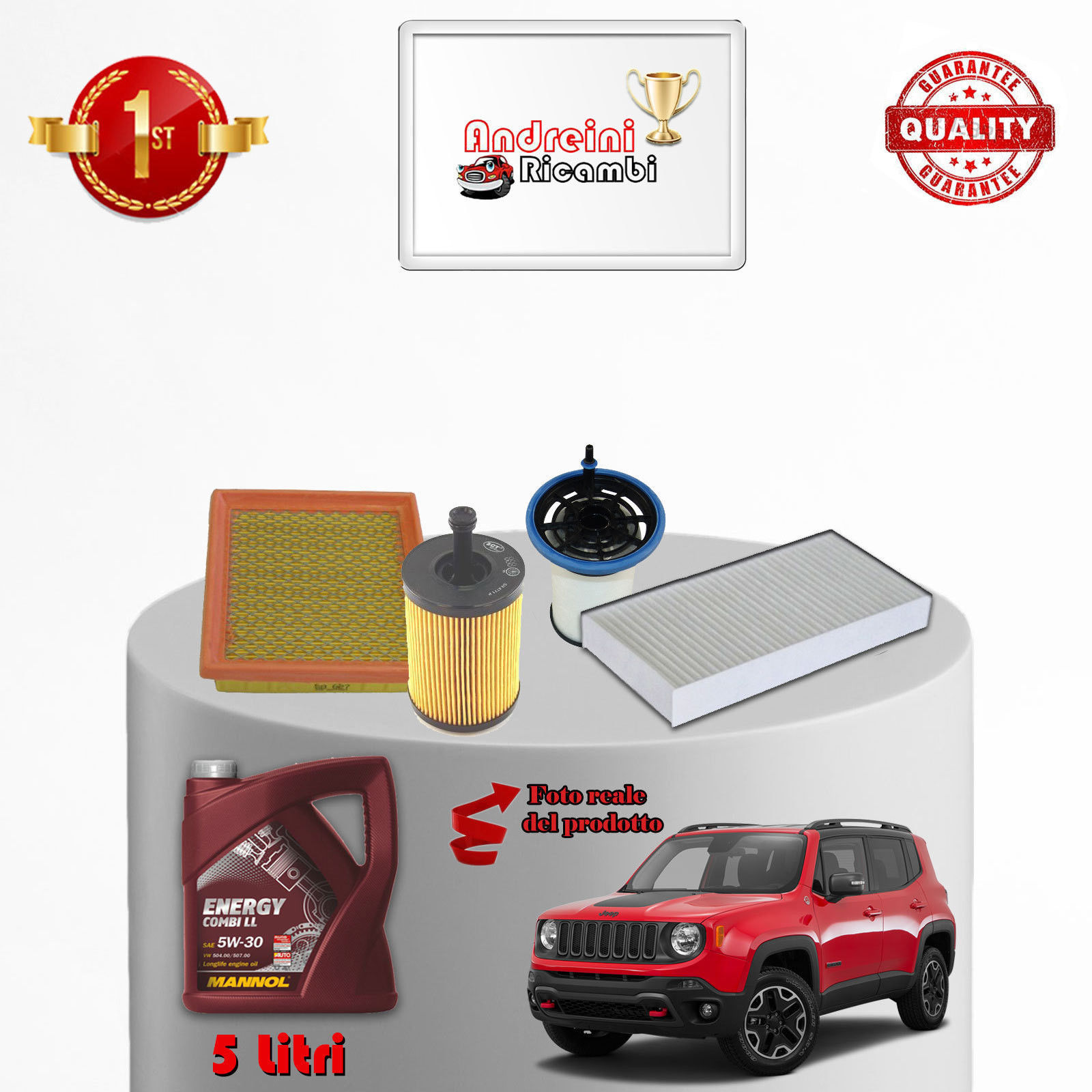 KIT TAGLIANDO FILTRI E OLIO JEEP RENEGADE 1.6 MULTIJET CRD 88KW 120CV 2015 ->