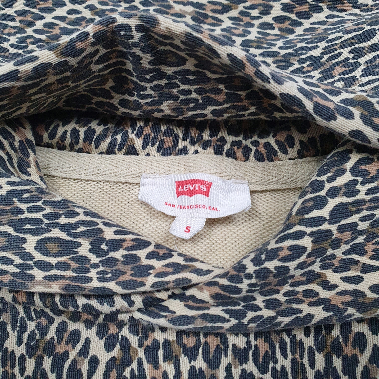 LEVIS Hoodie Leopard Print Jumper Sweatshirt Womens S image 2