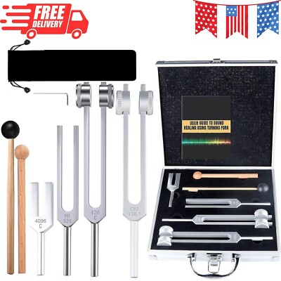 4Pcs Tuning Fork Medical Sound Healing Set 128Hz, OM 136.1Hz, MI 528Hz