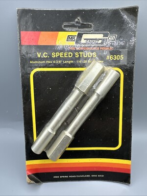 Vtg Mr. Gasket V.C. Speed Studs Aluminum Hex 4 3/8 Length 1/4-20 Set Screws 6305