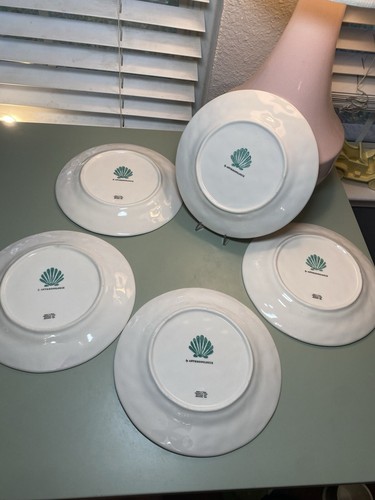 Set Of Five Anthropologie Agata Salad Dessert Plates Green Blue Abstract 8.25” - Picture 13 of 19