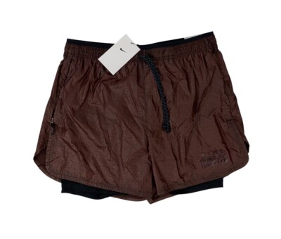 NEW Nike Running Division 2 in 1 Lined Running 7'' Shorts Brown Mens FB8544-227
