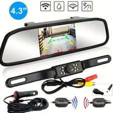 Backup Camera Wireless 9LED License Plate Car Rear View LCD Screen 4.3"  Monitor
