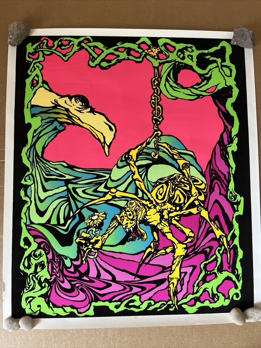 spider original vintage poster blacklight velvet flocked 1998