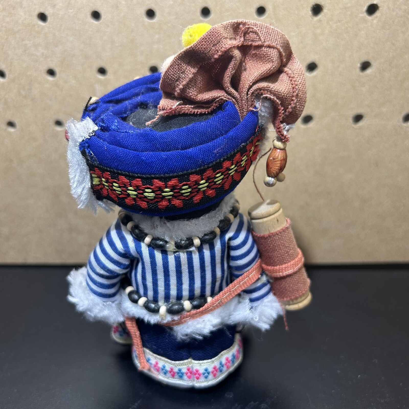 | Vintage | Hmong Doll - Hand Painted Wooden Traditional Costume - Handmade