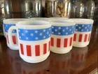 Vtg. Glasbake Patriotic Flag Milk Glass Coffee Mug/Cup-Heat Resistant-One Mug