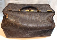 Vintage Distressed  Doctor Physician House Call Bag Large Walrus Leather
