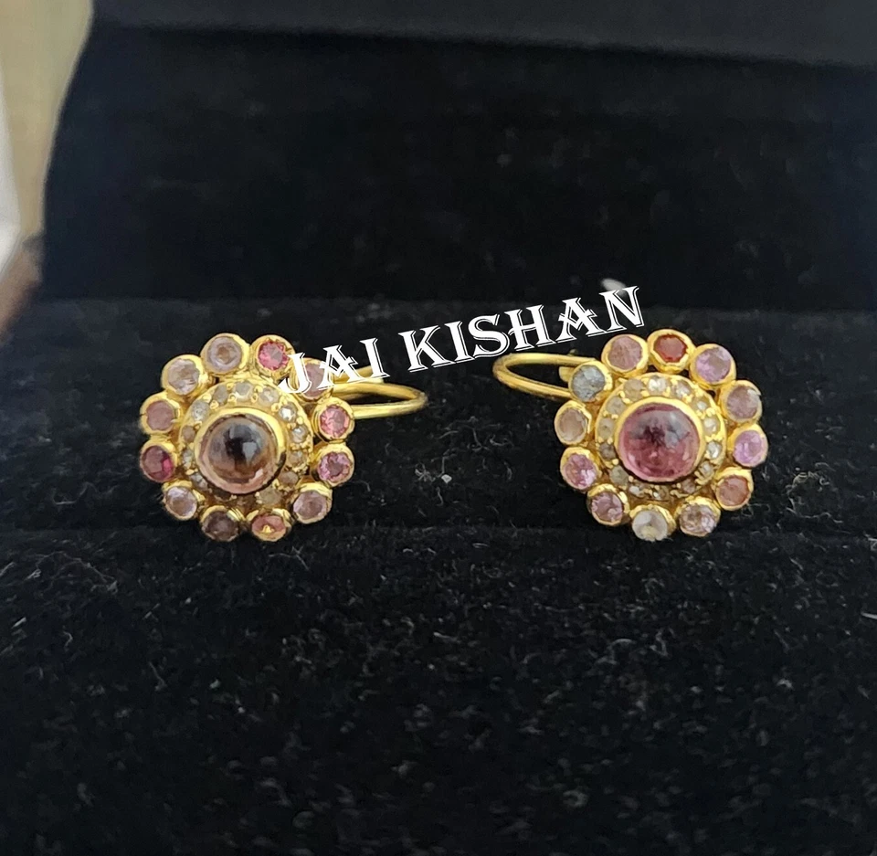 Orecchino In Argento Sterling 925 Con Diamante E Tourmalina Multicolore - Immagine 3 di 4