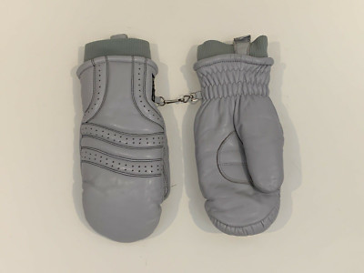 VTG ARIS Leather Ski Mittens Gloves Men's M Thinsulate Lining Gray