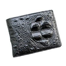 Black Double Side Real Crocodile Leather Skin MEN'S BIFOLD Wallet - NO ZIPPER T2