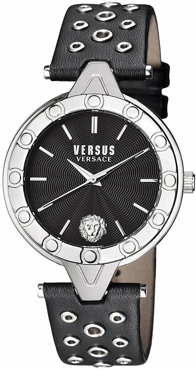 Versus Versace SCM02 0016 Stainless Steel Watch Black Leather Eyelets Strap 38mm Versus Versace Mens Watches | Direct Luxury main image 3