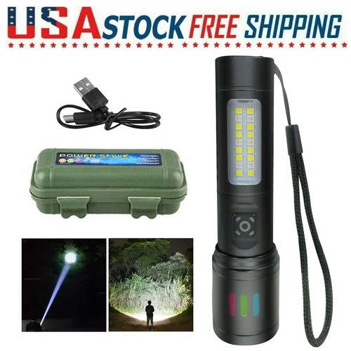 Lampe de Poche Ultra Puissante, Rechargeable par USB-C, Torche LED 100 000 Lumens, 5 Modes de Zoom pour Urgence Camping Activités Extérieures (Batterie 5000mAh