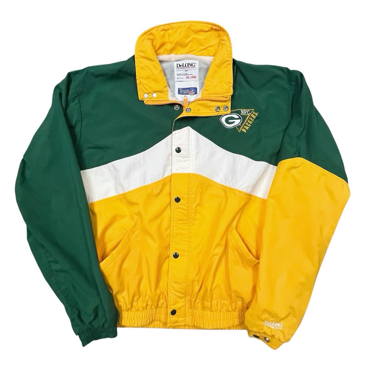 greenclothing free jkt 23-24 【XL】 Vntg Green Bay Packers Jacket Adult 2XL Long Full Zip Embroidered