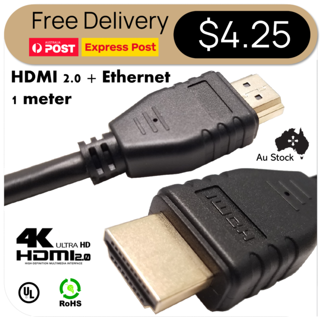 Premium HDMI V2.0 Type-A Gold Plated High Speed 3D 4k Ultra HD 1m 60Hz
