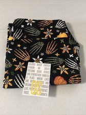 Lularoe OS Leggings Multicolor Halloween Pumpkins Skeleton Hands NWOT New