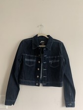 Fubu Women's Cropped Denim Jean Dark Wash Jacket Jacket Nwot Size Small S Button