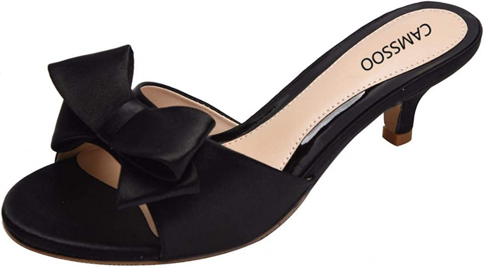 Women's Satin Kitten Heels Mules Sandals Slip On Bowknot Open Toe  Backless... | eBay