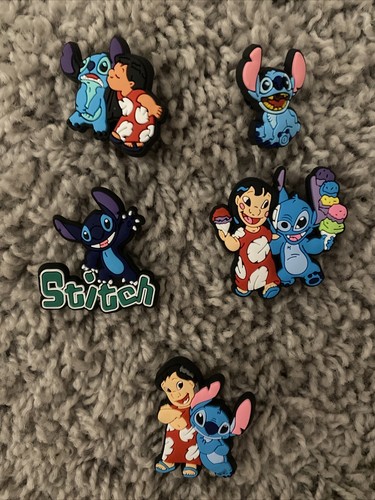 *NEW* Jibbitz LILO & STITCH Set of 5 Shoe charms Croc Shoe Wristband - 第 2/2 張圖片