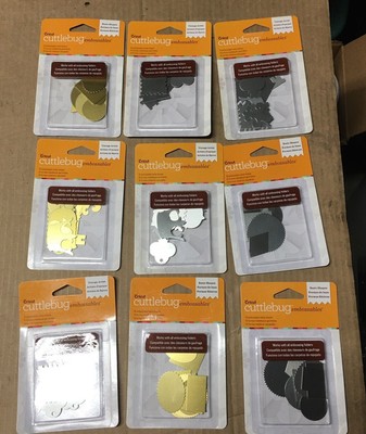 9 Cricut Cuttlebug Vintage Artist & Basic Shapes Embossables Metal Shapes NEW