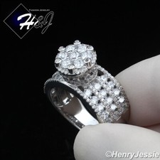 WOMEN SOLID 925 STERLING SILVER ICY BLING CZ ROUND SHAPE ENGAGEMENT RING SR201