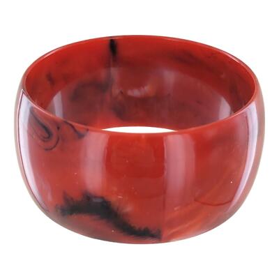 Made in Italy Red Black Wide Marbled Bangle Bracelet Ladies Standard Size