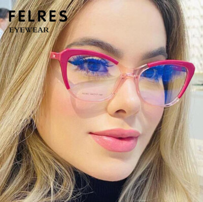 Women TR90 Anti-Blue Light Cat Eye Eyeglasses Classic Clear Lens Glasses  Frames