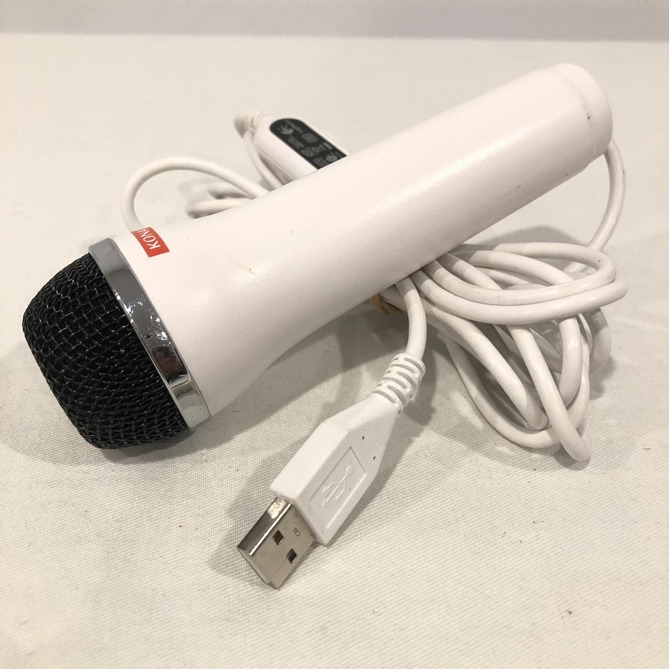 KONAMI WHITE WIRED MICROPHONE PS2 PS3 WII XBOX 360 USB E-UR20 ROCK BAND RAPSTAR - Image 4 of 4