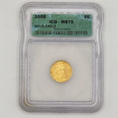 2005 $5 Gold American Eagle ICG MS70 1/10 oz