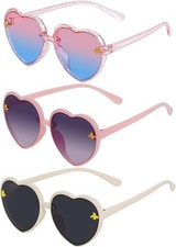 oang 3 Pieces Kids Heart Shaped Sunglasses Stylish Cute Bee Sunglasses