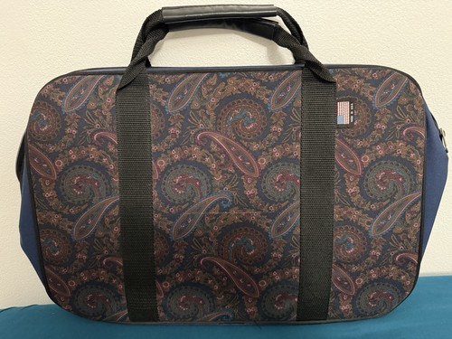 Uphill Down USA Paisley Tapestry Hanging Travel Garment Bag Green Purple Vintage