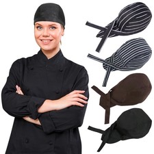 4 Pack Tie Back Chef Hat for Women Men - Adjustable Cap, Bandana 3-8, Style B