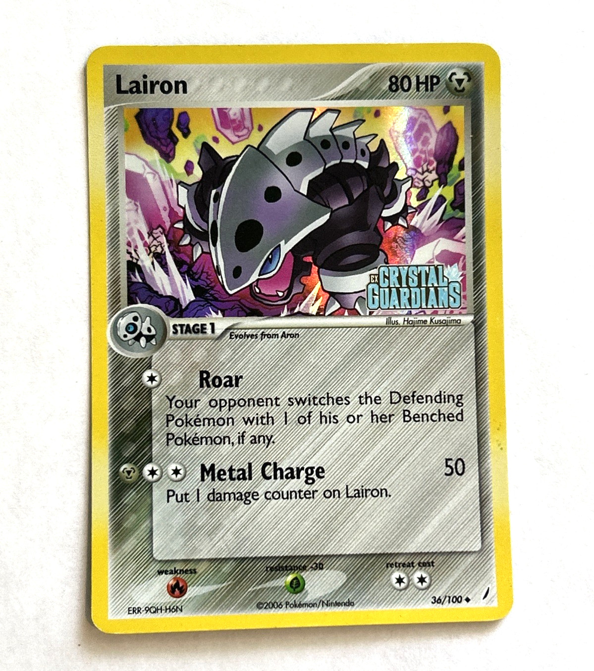 POKEMON HOLO 36/100 LAIRON EX CRYSTAL GUARDIANS STAMPED 2006 NEVER PLAYED