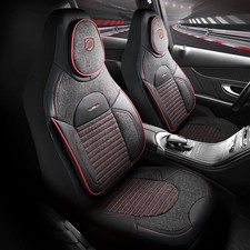 Sitzbezüge (Pilot) passend für Peugeot 206 in Grau-Rot mit Rückentasche
