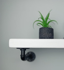 Rustic Industrial/Loft Shelf 7"9" Solid Wood Chunky Handmade Metal Pipe Brackets