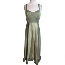 BHLDN Sachin + Babi Corset Style Satin Ruffle Hem Dress Size 6 Green