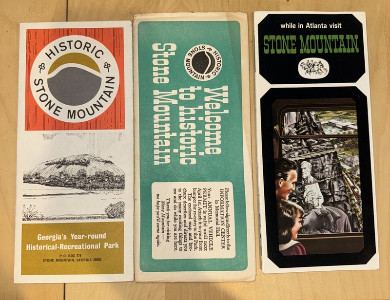 Two Vintage Stone Mountain Brochures:  Georgia Atlanta Travel Brochure Map