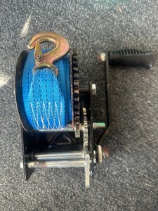 Manual Boat Steel Winch Black with Blue Strap and Hook